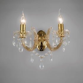 D0025  Gabrielle Glass Wall Lamp 2 Light (Glass Sconce) Polished Brass